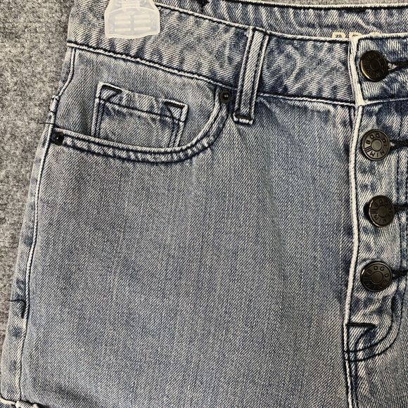 BDG Super High Rise Foxy Button Fly Cuffed Shorts Women 26 Blue Denim 5 Pocket - Picture 3 of 11